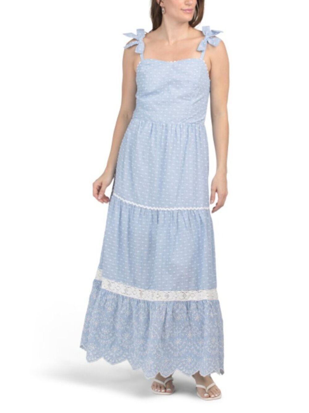 NWT SHABBY CHIC Tiered Eyelet Dress With Crochet Trim - Picture 3 of 3